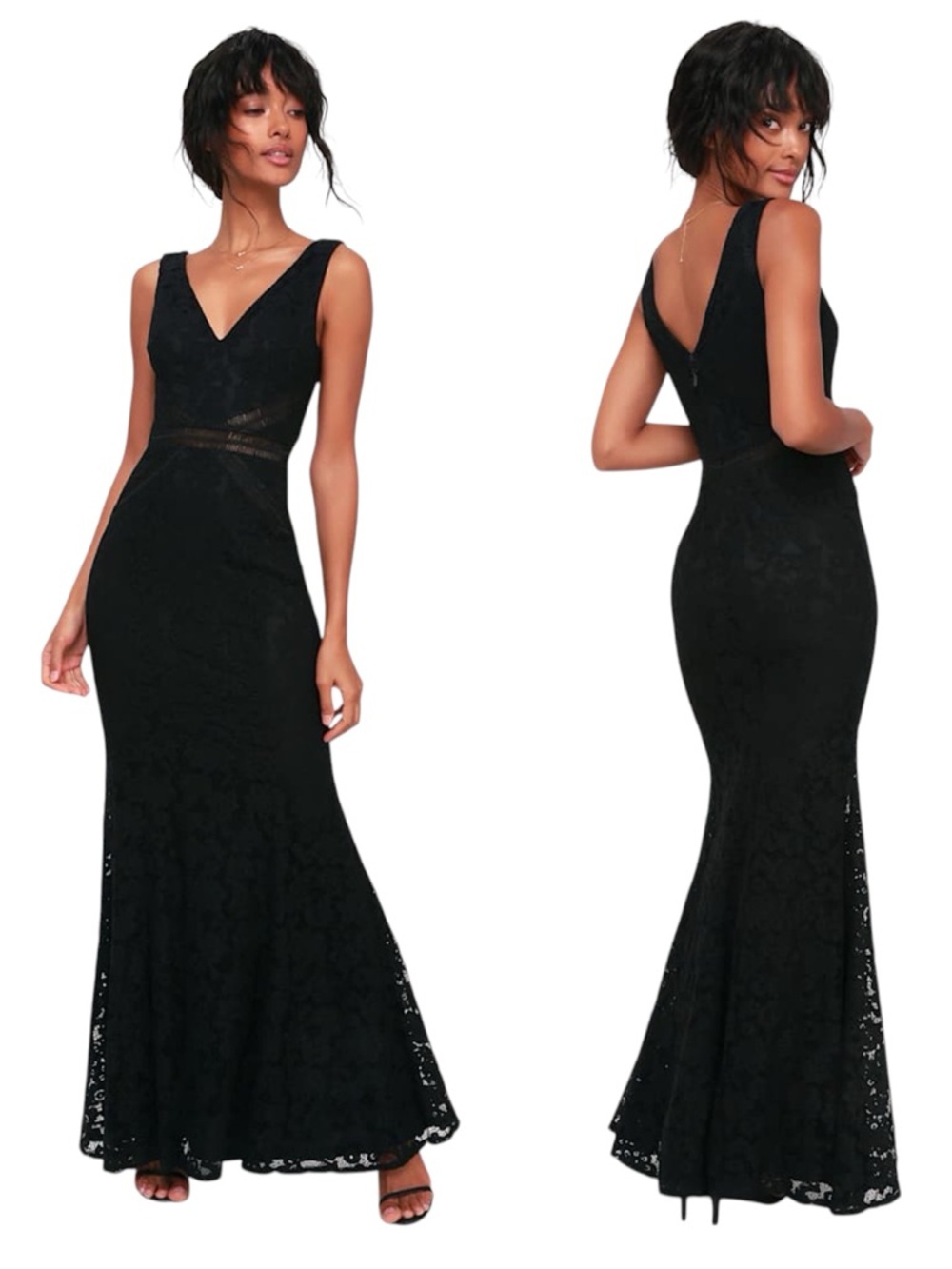 Lulu’s My Forever Black Lace Maxi Dress Size M